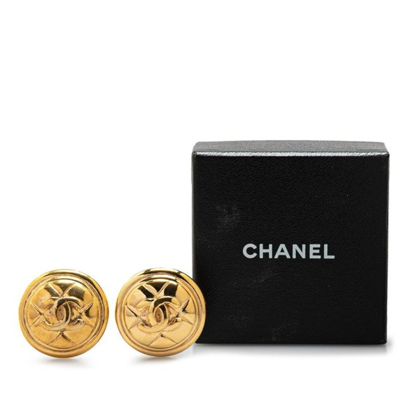 CHANEL Authentic Gold Logo Earrings - Picture 4 of 4